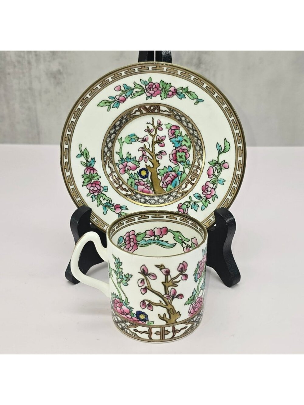 Coalport Indian Tree Demi Tea Cup & Saucer Set England  Bone China VL5104